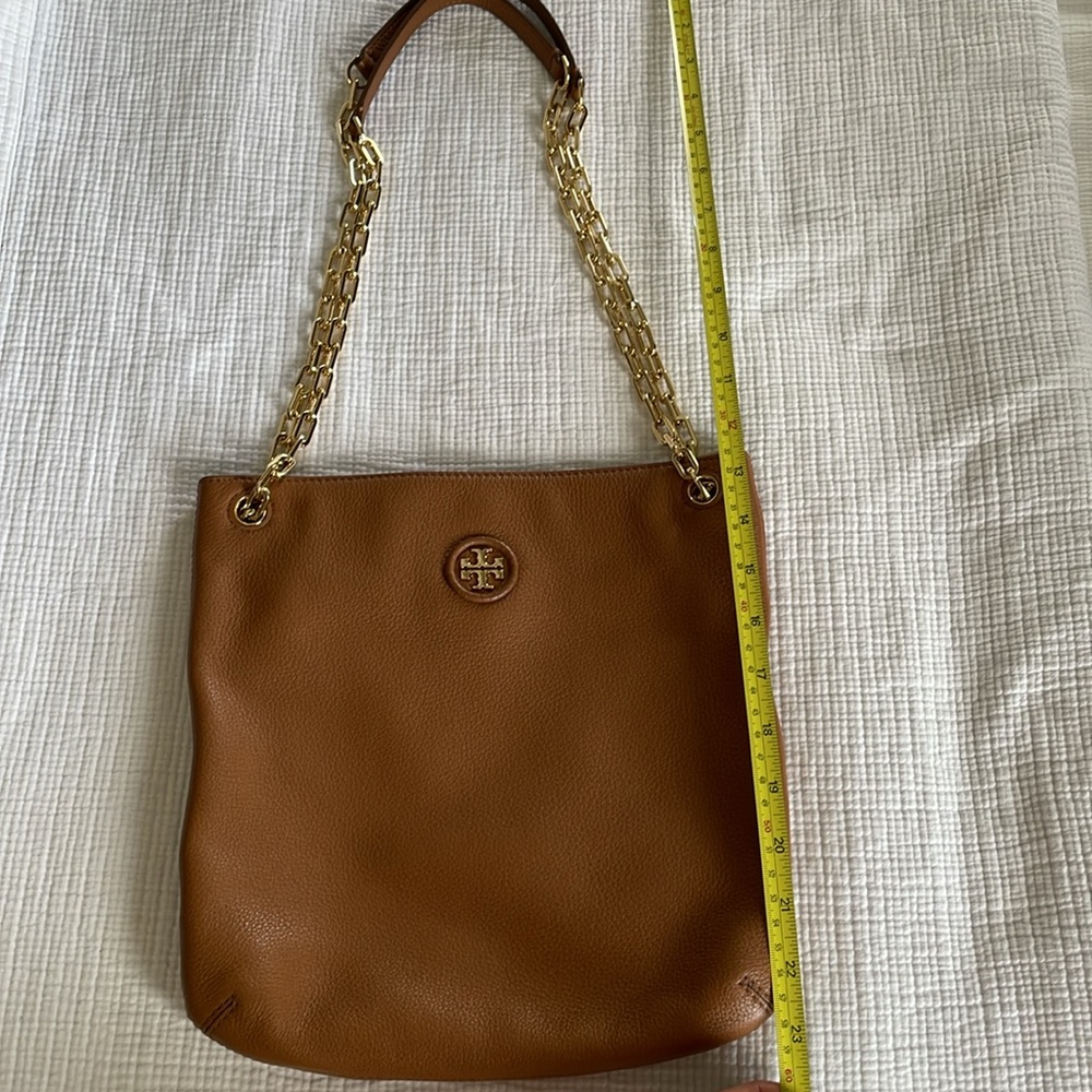 Tory Burch Brown Leather Bag with Gold Chain - Picture 9 of 10